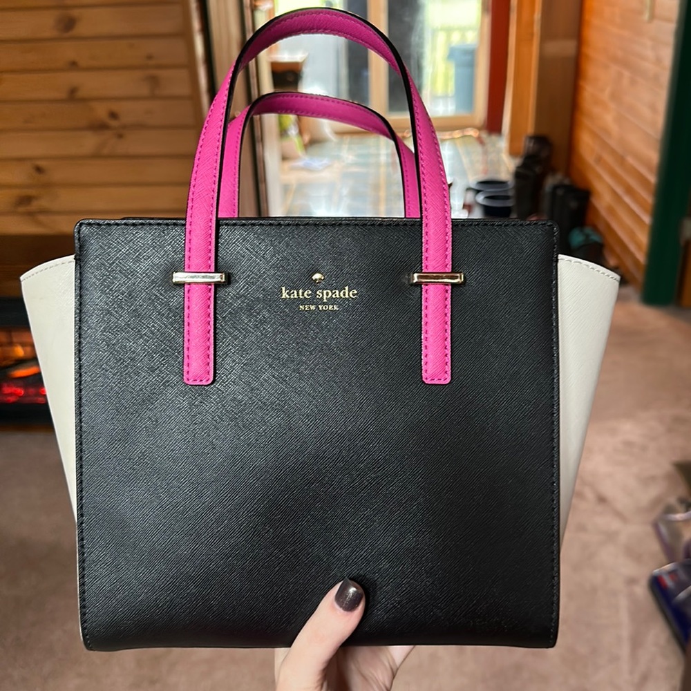 Kate spade colorblock black, cream, and pink purse